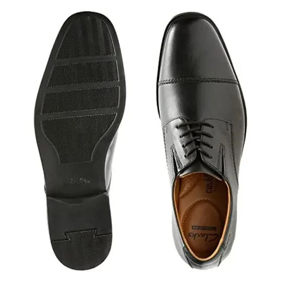 NWTClarks Men's Tilden Cap Oxford, Black Leather, 7.5 M US